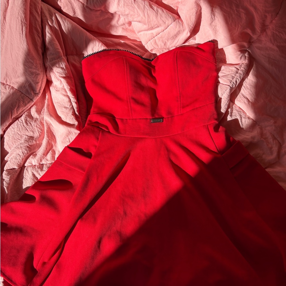 Burberry Red Strapless Dress